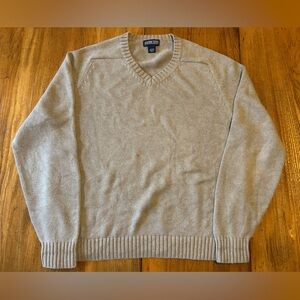Vintage Lands End Cotton Knit V-Neck Sweater Made in Japan Large